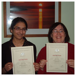 Piano pupil with certificate